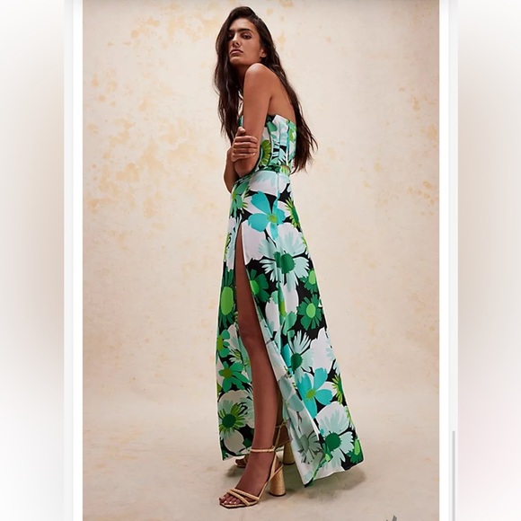 AFRM 70s Psychedelic Floral Print Crepe High
Waist Side Slit Maxi Skirt Set S/P - Picture 2 of 12